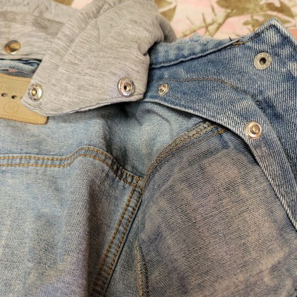 BlankNYC Denim Hood Jersey Quilted Truck Jacket Womens Size M - Picture 13 of 14